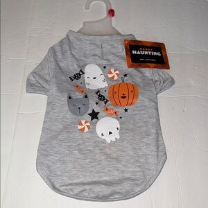 NWT Happy Haunting Gray Halloween Pet Shirt with Ghosts and Pumpkins Size S